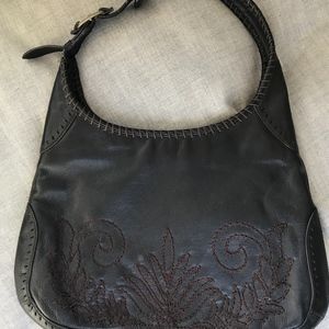 Cole Haan Unique Black Leather & Embroidery Bag